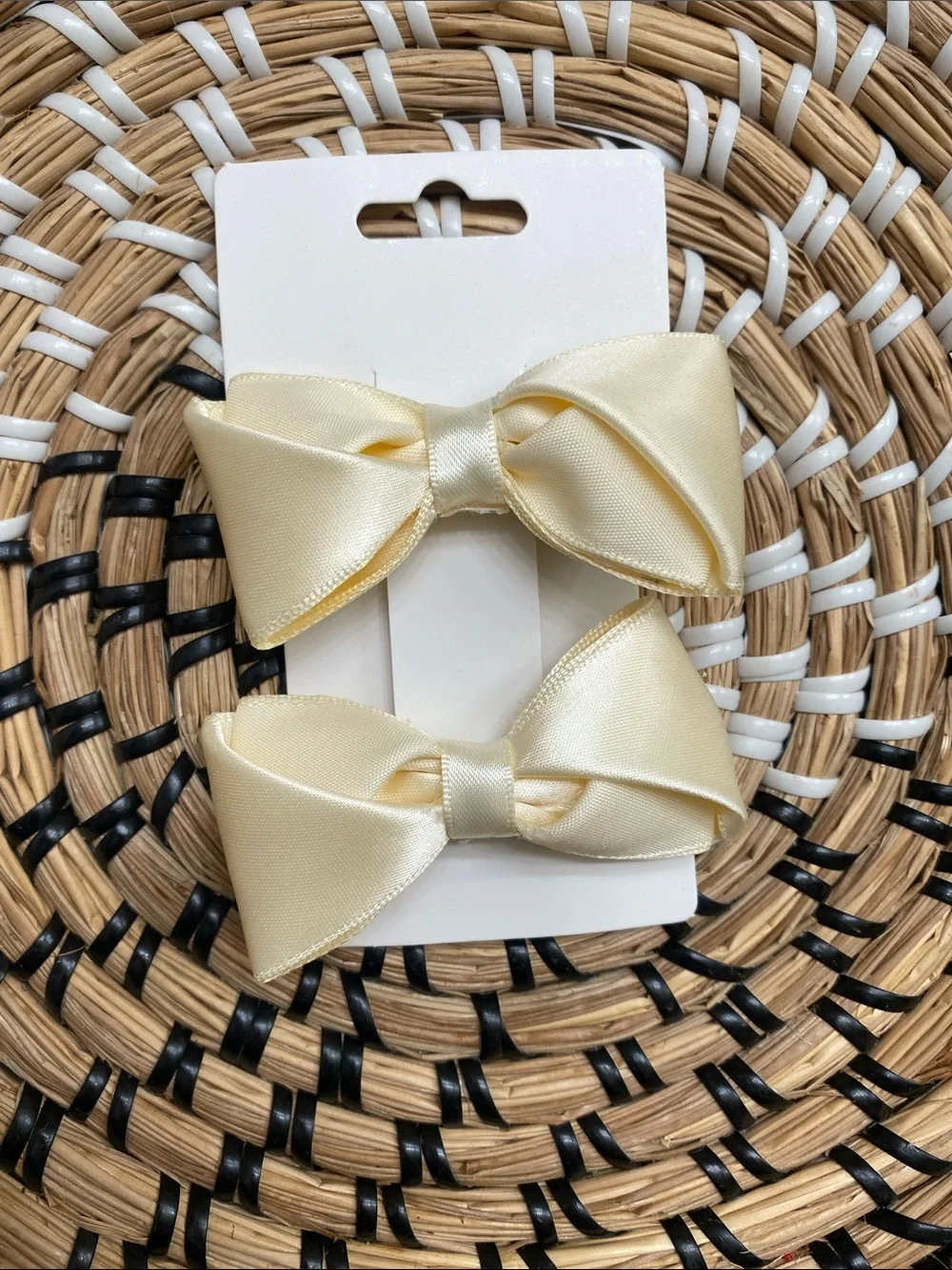 Kids Cream Satin Bow Hair Clips